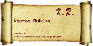 Kapros Rubina névjegykártya